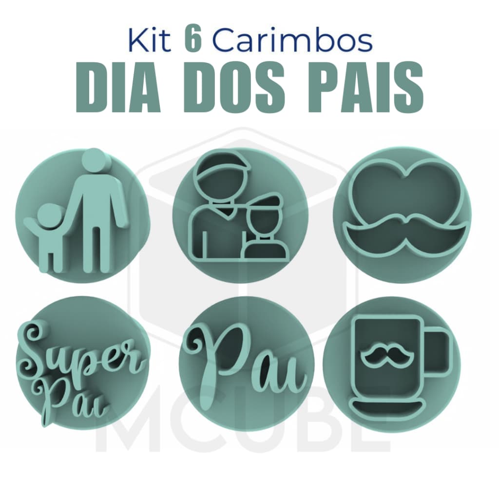Kit com 6 Carimbos para Docinhos e Brigadeiro - Feliz Dia Dos Pais