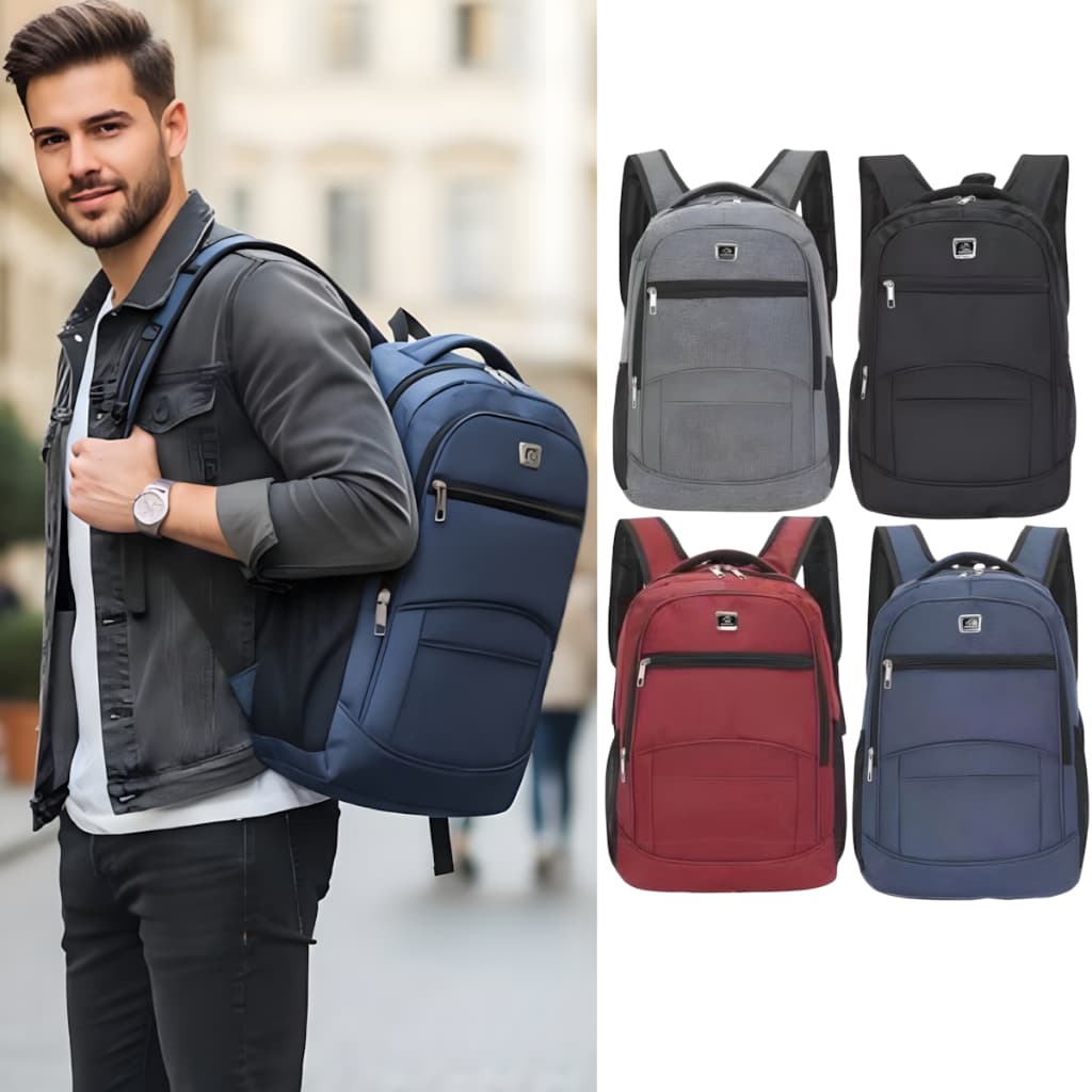 Mochila Masculina Design Moderno Espaçosa Resistente Água Para Notebook Trabalho Viagem