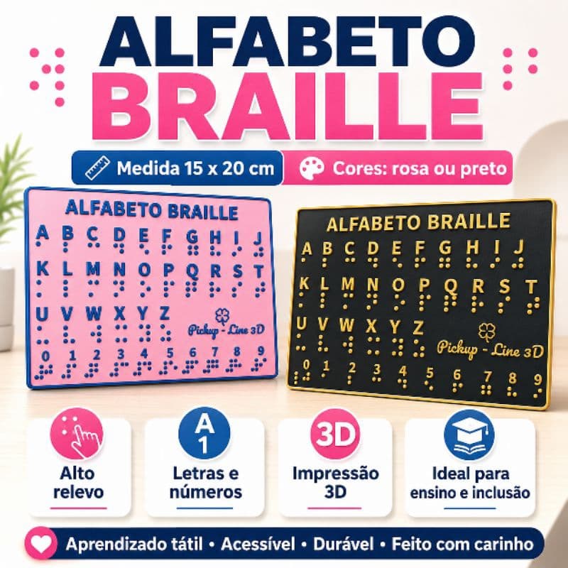Alfabeto braille LETRAS E NÚMEROS acompanha CHAVEIRO COM NUMEROS EM BRAILLE
