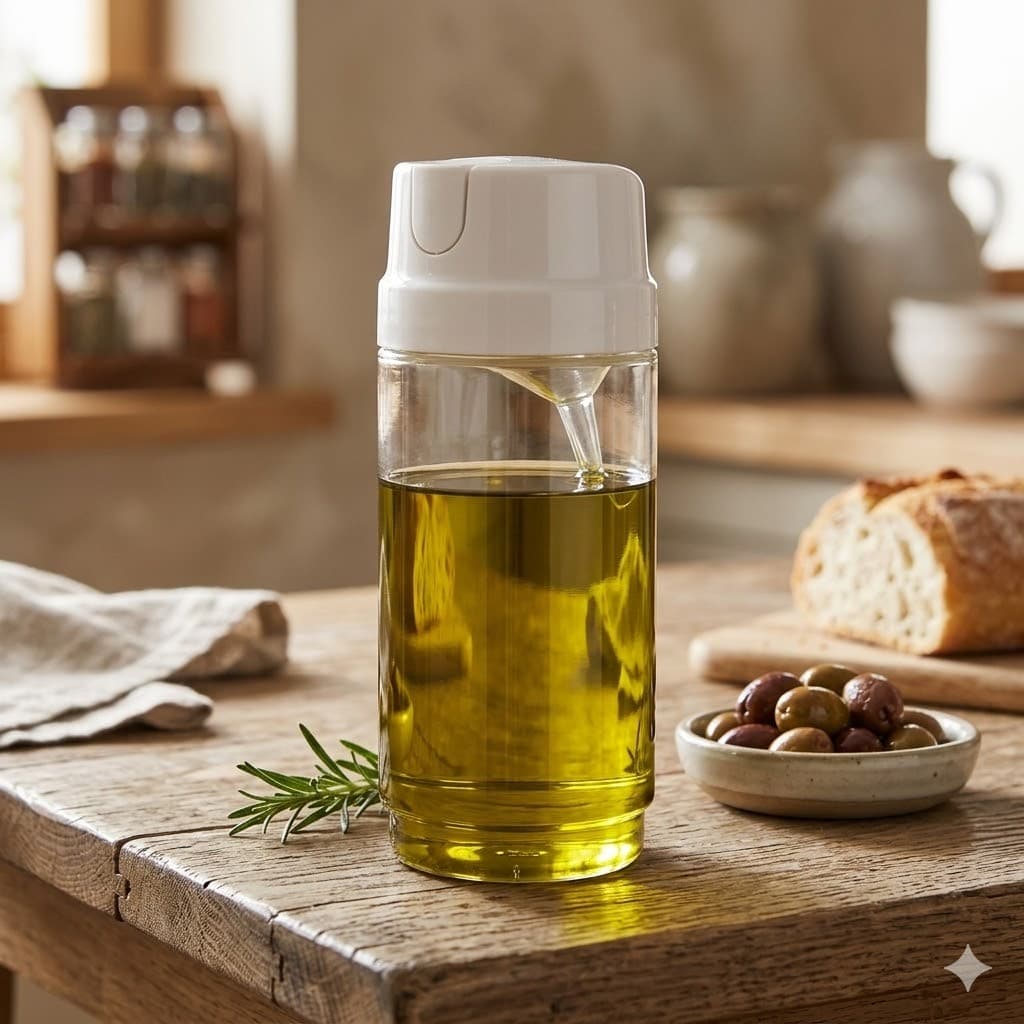 Porta Azeite Vinagre Plasútil 570ml Galheteiro PET Transparente Tampa PP BPA Free Base 7,6cm Cozinha Temperos