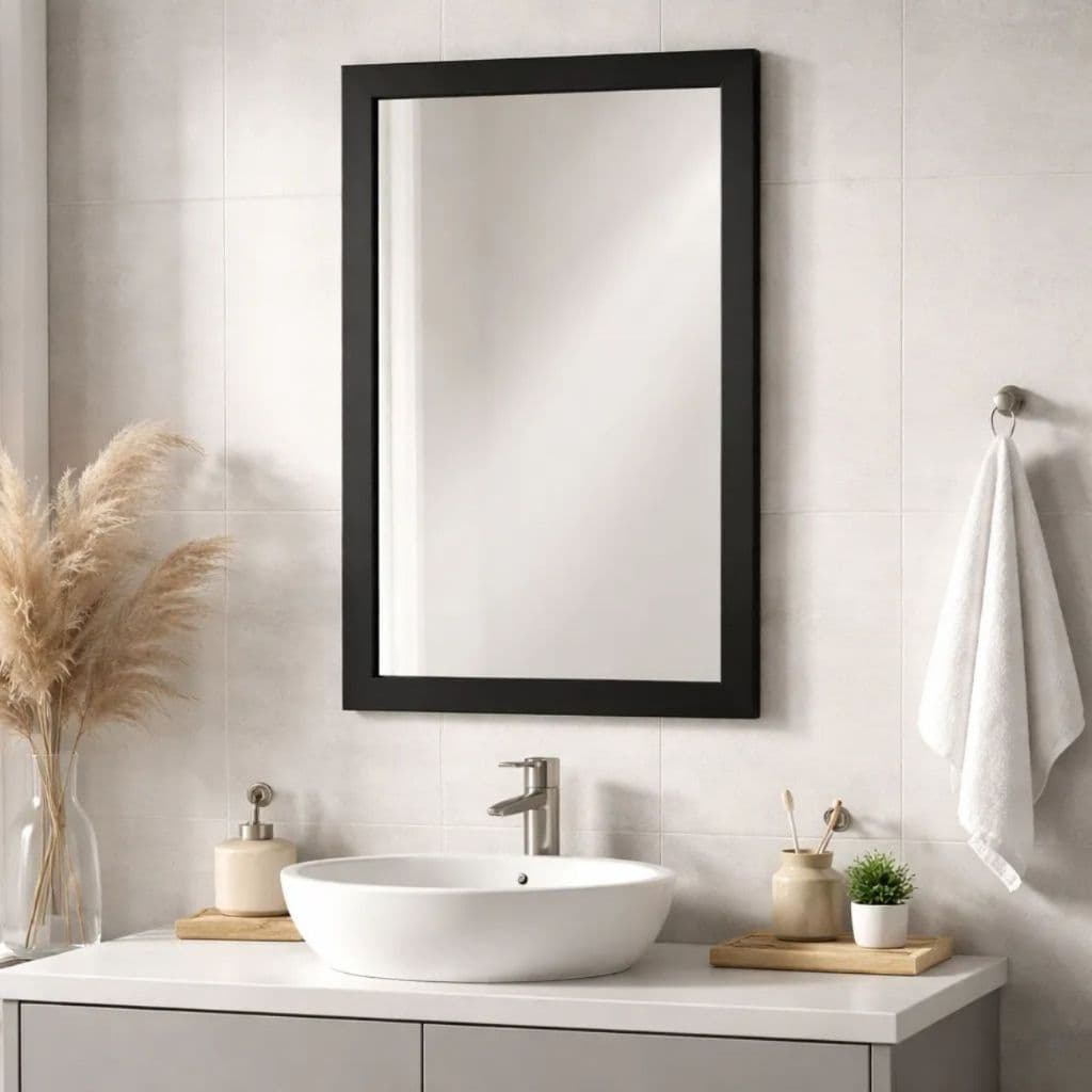 Espelho com Moldura de Madeira em MDF 36x60cm - Espelho Médio para lavabo, banheiro - Várias Cores