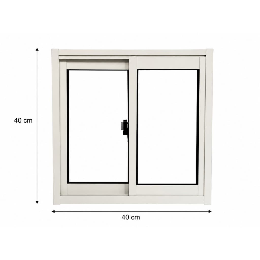 Janela 2 Folhas 1 Fixa e 1 Móvel De Correr  40x40 BRANCO Vidro LISO
