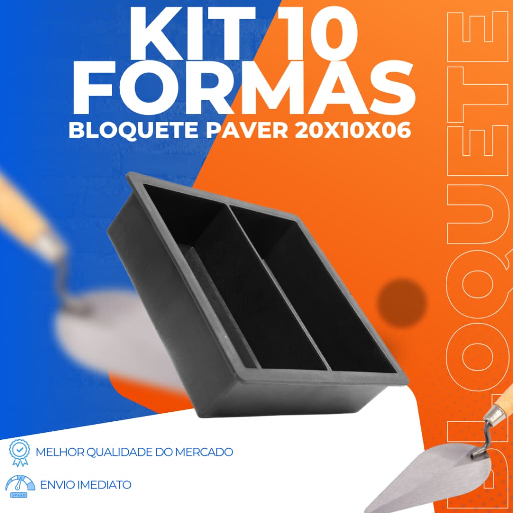 Forma Bloquete Paver 20x10x06 Kit 10 Formas Entrega Imediata Melhor Qualidade Do Mercado