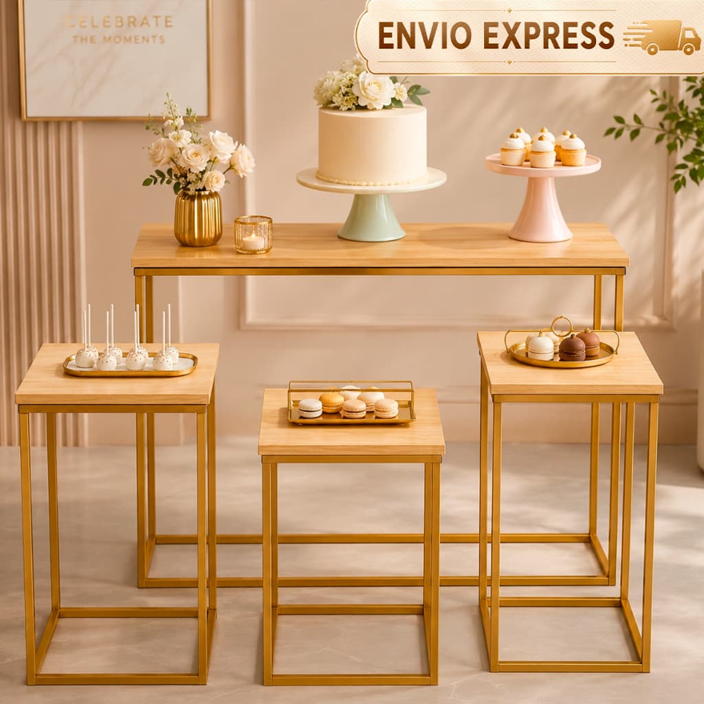 Conjunto com 4 Mesas Cubo Decorativas Festa Quadrada Desmontavel Decoração Eventos Pegue Monte Aniversario