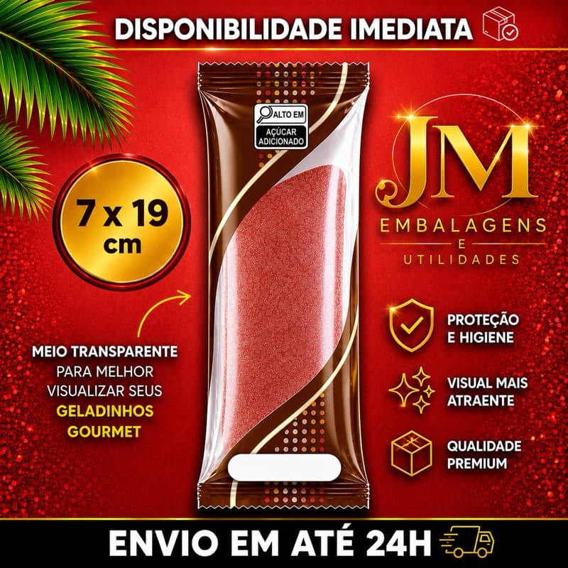 Embalagem higiênica para geladinho gourmet 7x19 dindin gourmet sacolé chup chup