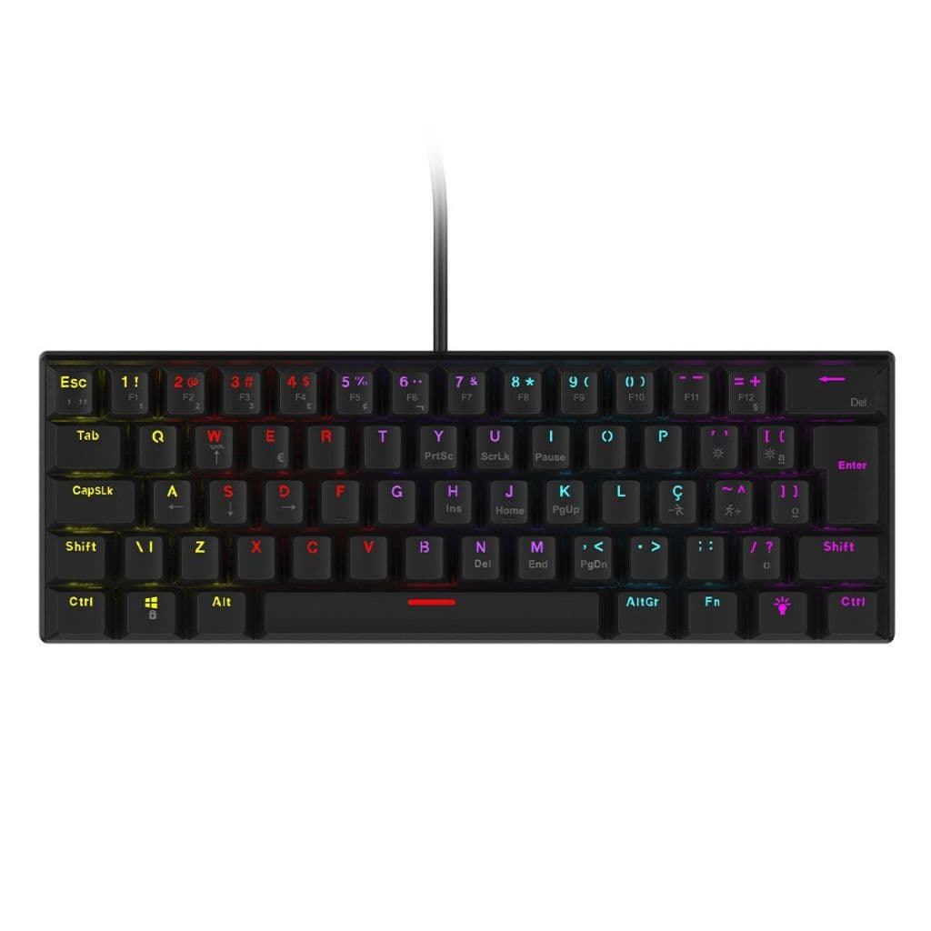 Teclado Mecânico 60% Vinik Anihi Black - Switch Red - Led Rainbow - Anihibkrd