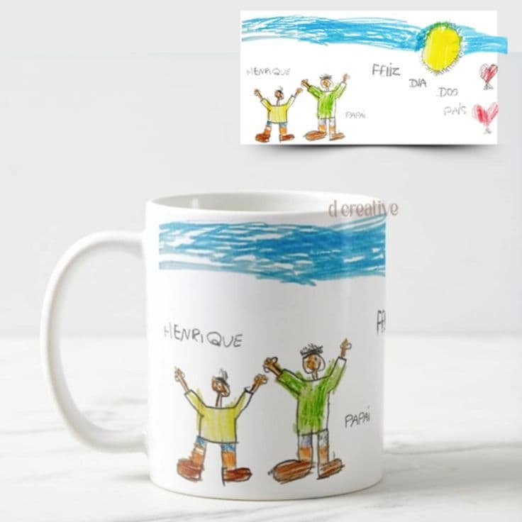 Caneca Personalizada Super Pai Desenho Arte do seu Filho Dia dos Pais Te amo Porcelana 325ml
