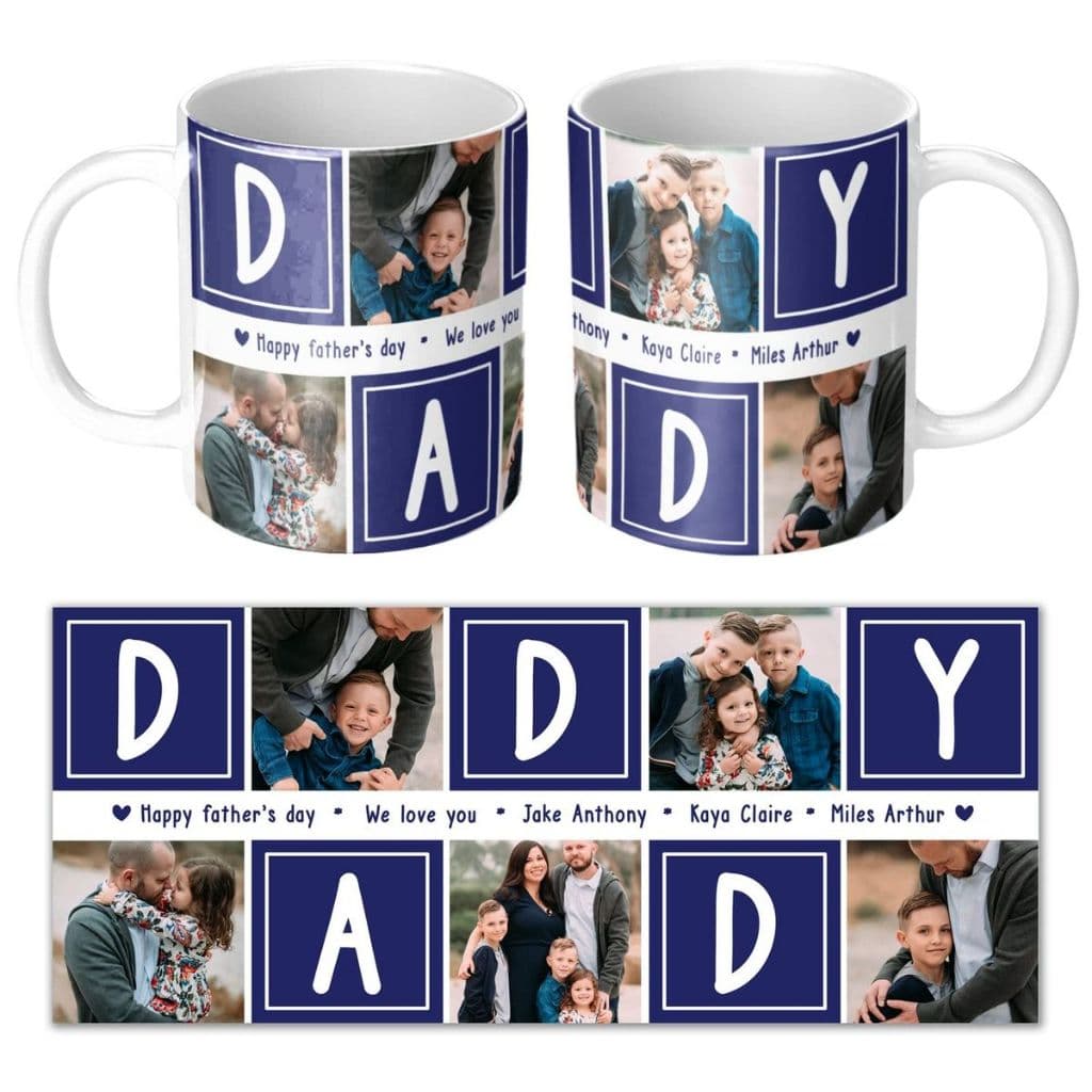 Caneca Presente Personalizado Papai SUper Pai Daddy Dad Dia dos Pais Criativo Montagem Mural Fotos