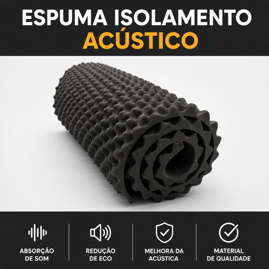 Espuma Acústica Caixa de Ovo D26 Cinza Isolamento Acústico Perfilada Tratamento Sonoro 1,88x0,80m
