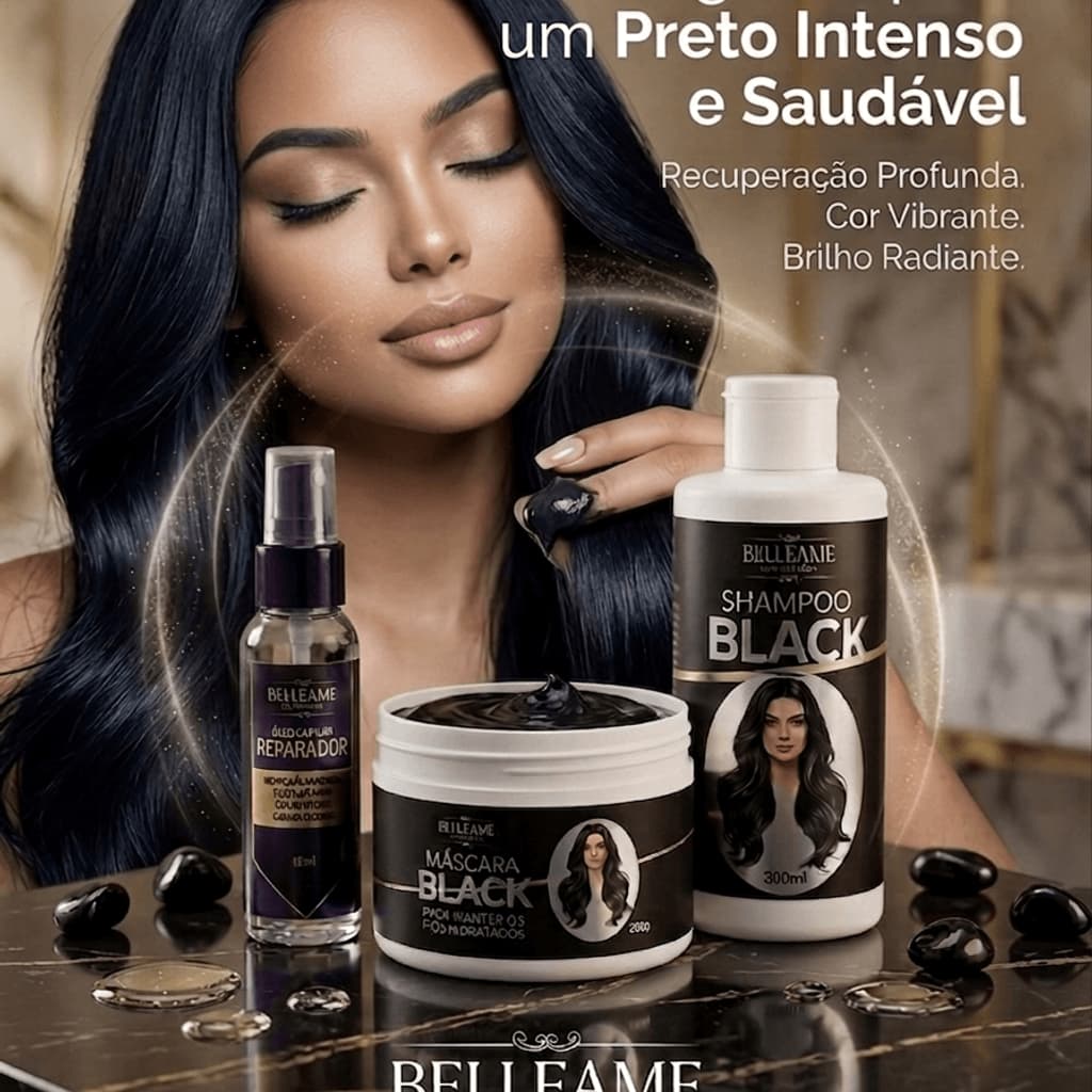 Kit Shampoo e Máscara Tonalizante Black Preto Intenso - S/ Amônia+ REPARADOR