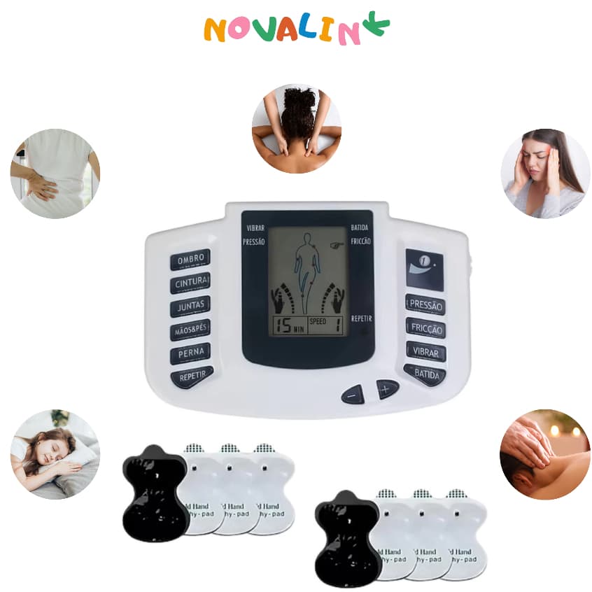 Massageador Elétrico Portátil com Visor LCD 8 Níveis de Intensidade Vários Modos de Massagem