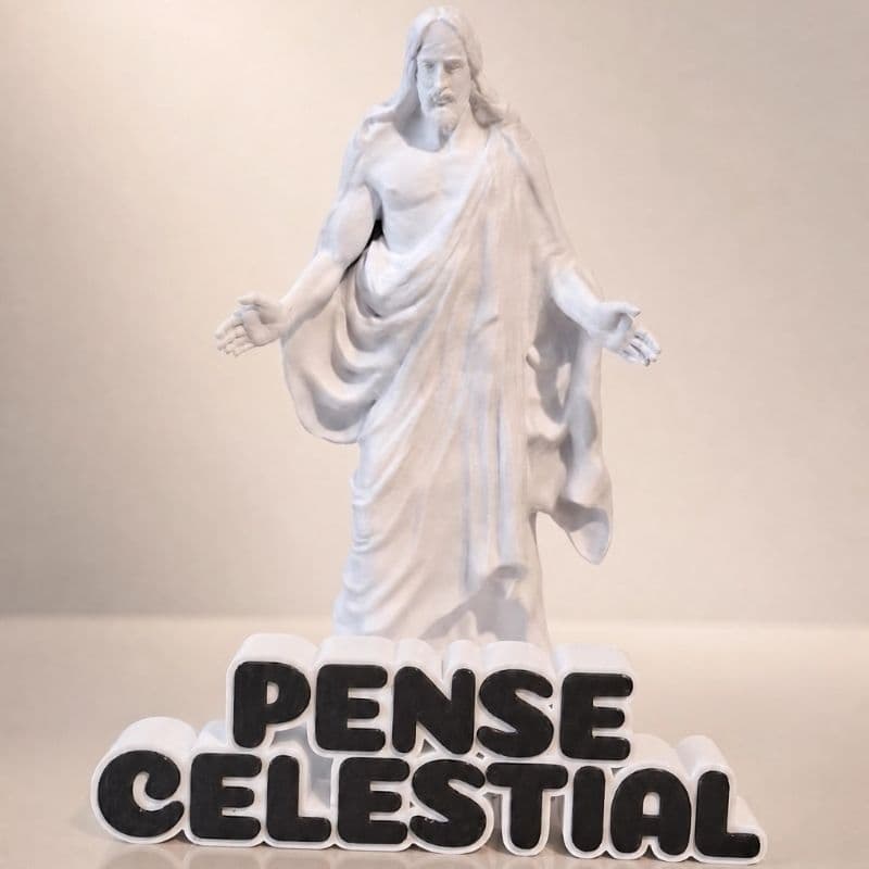 Kit Jesus Cristo + palavra Decorativa Vem e Segue-me ou Pense Celestial