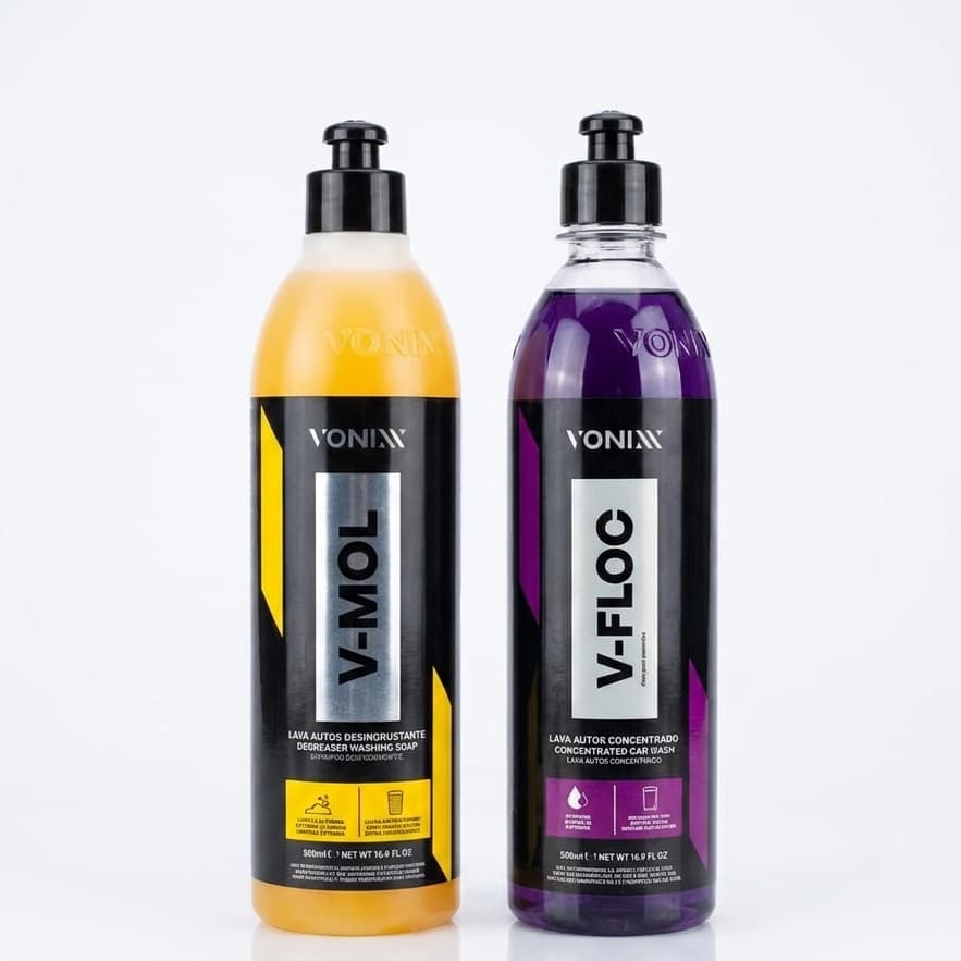 Kit Vonixx V-Floc + V-Mol Shampoo Automotivo 500ml Neutro Lavar Carro e Moto