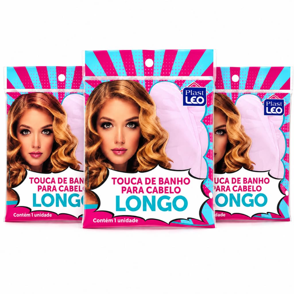 kit 3 unidades Touca de Banho para Cabelos Longos Compridos e Volumosos cores sortidas