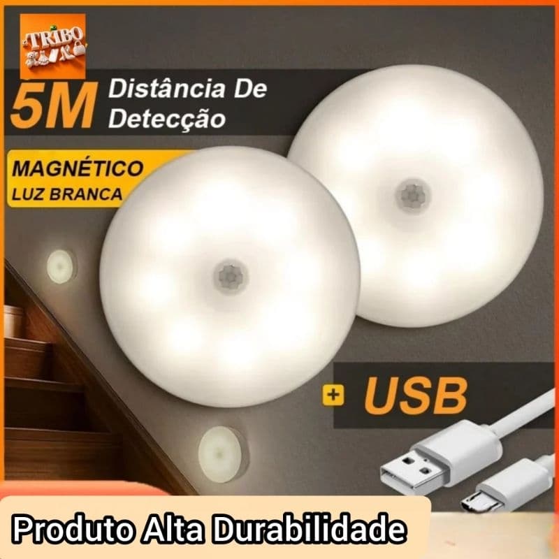 Luz Noturna LED com Sensor de Movimento Automático para Ambientes Internos