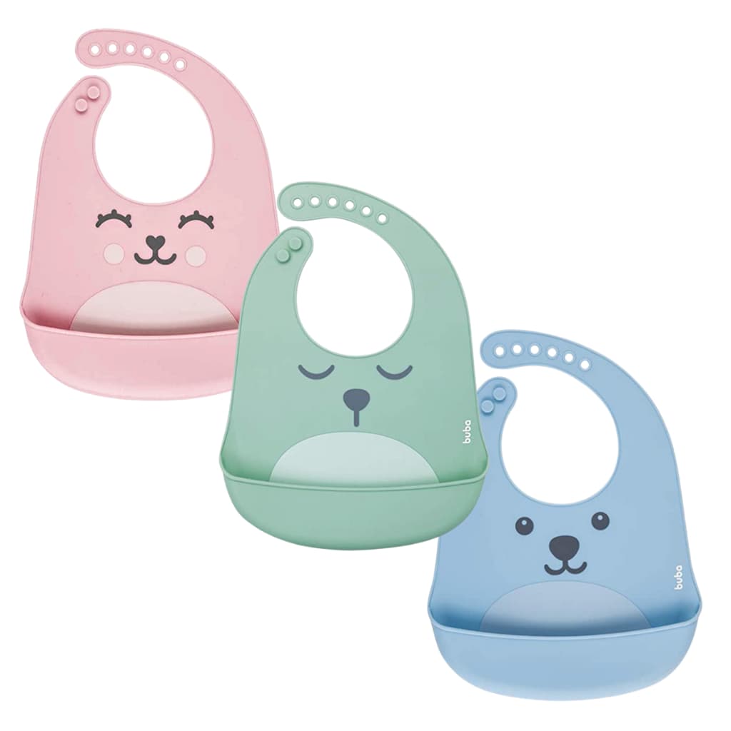 Babador Animado de Silicone C/ Pega Migalhas