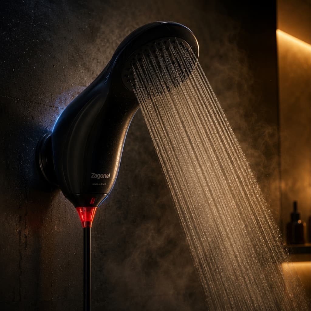 Chuveiro Eletronico Sublime Preto Led Indicativo Zagonel 127/220v Potente Moderno