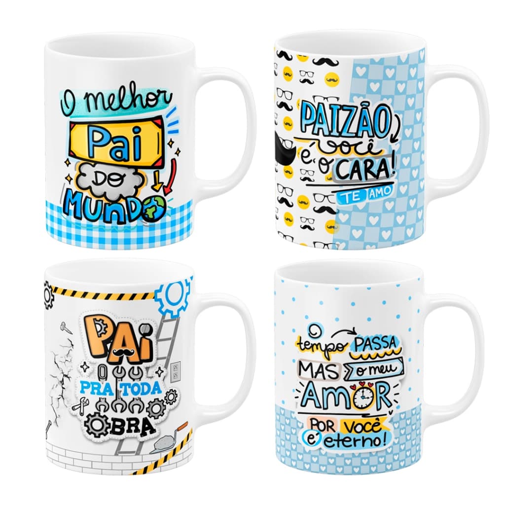 Caneca Dia dos Pais Porcelana 325ml | Presente Criativo para Pai