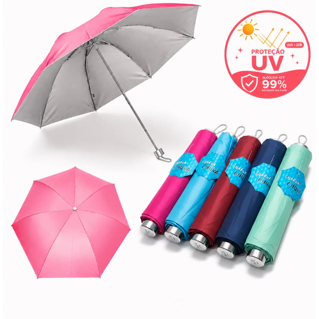 Sombrinha Solar Proteção UV e Resistência Para Sol ou Chuva