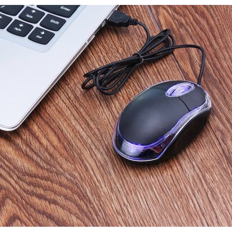 KIT 10UN Mouse USB com LED 1000Dpi preto home office notebook cpu portátil