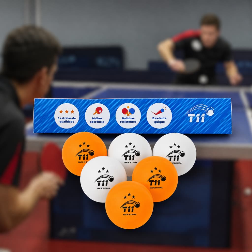Kit 6 Bolas Ping Pong Tênis De Mesa 3 Estrelas Laranja Branca 40mm Tamanho Oficial