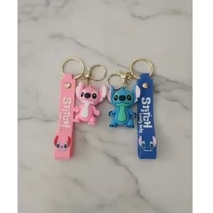 Kit 2 Chaveiros Stitch e Angel 3D emborrachados
