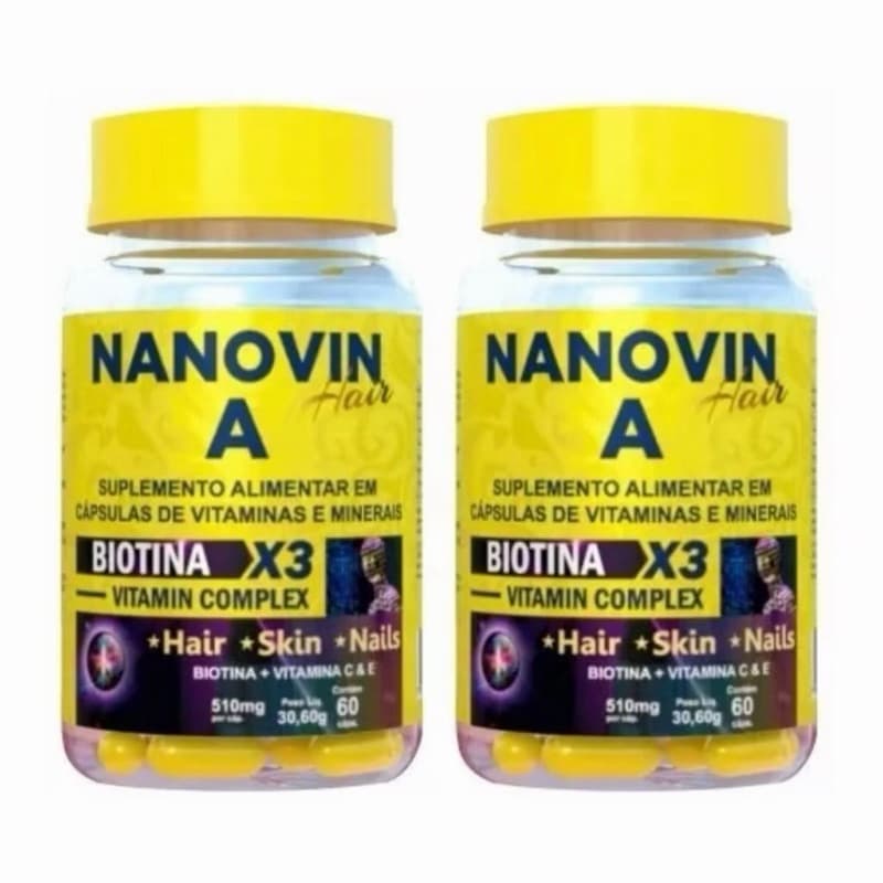 Nanovin A Hair - Cabelos e Unhas 02 unidades com 60 cápsulas