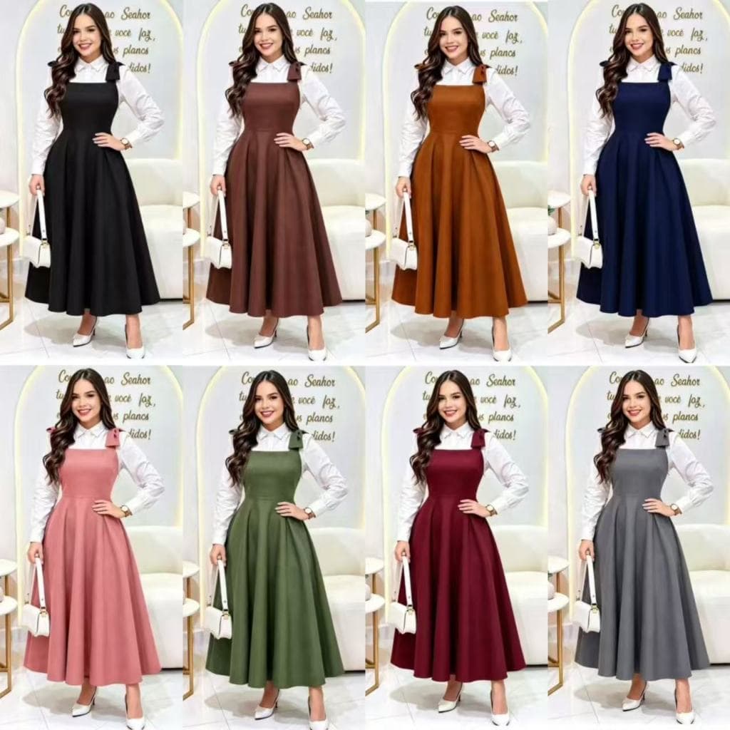 Vestido Alfaiataria Alca Larga Com Laco Moda Evangélica(NAO ACOMPANHA CAMISA)
