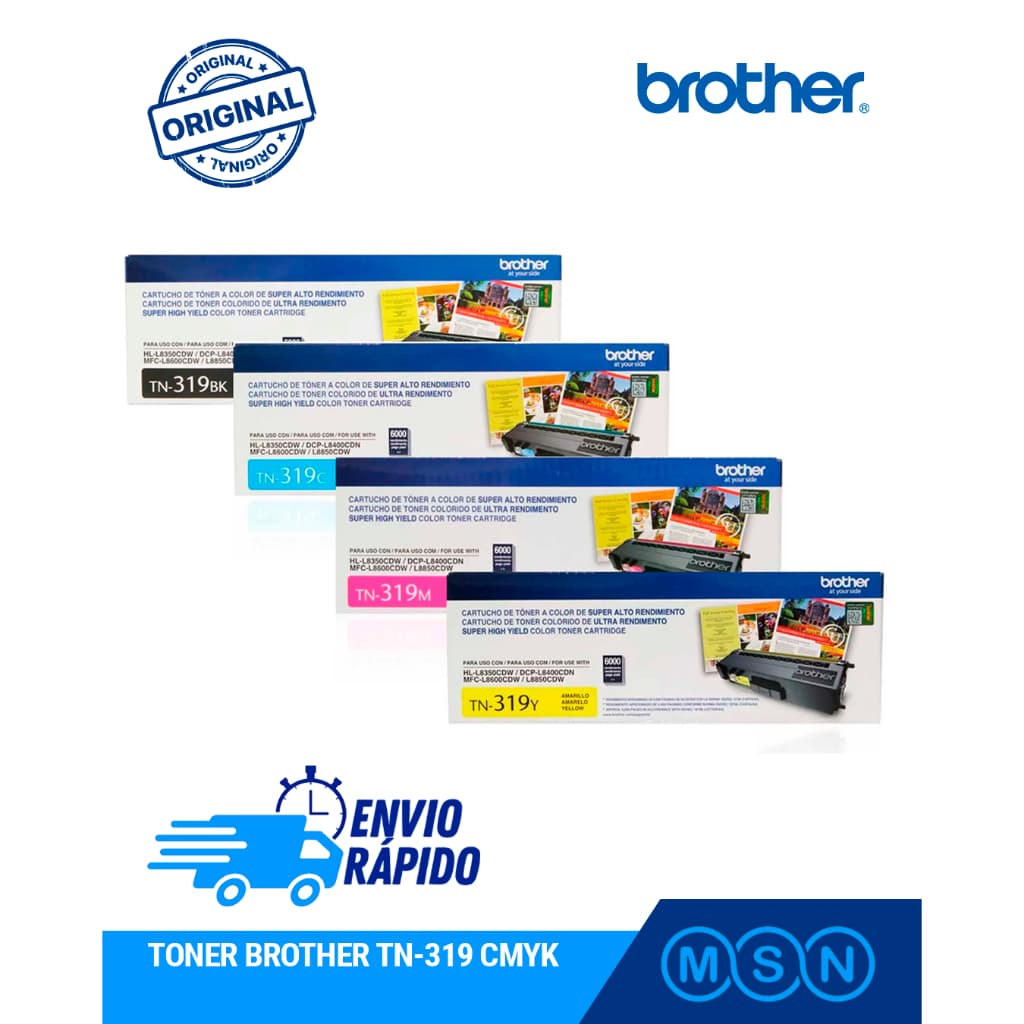 Kit Toner Brother TN-319 Original Ciano Amarelo Magenta Alto Rendimento