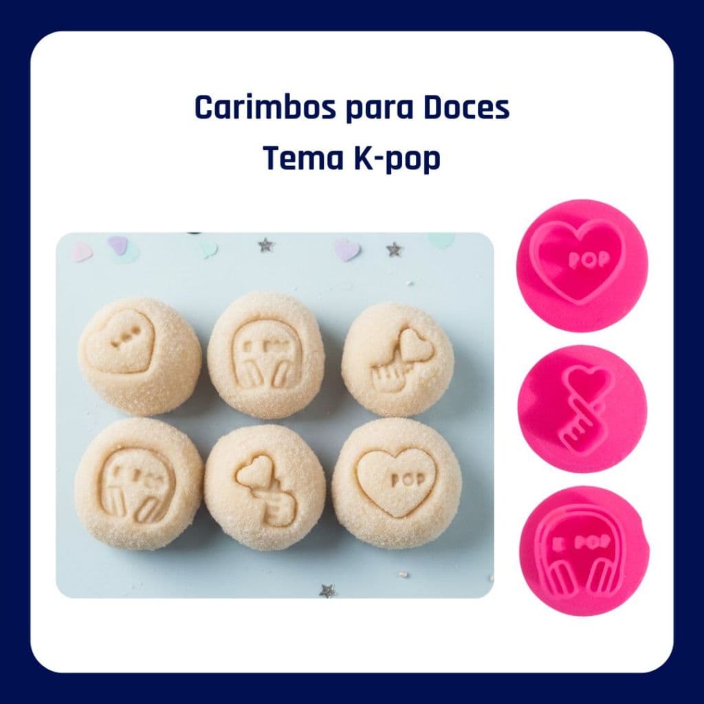 Carimbos para Doces • Tema K-pop • Kit com 3 Unidades