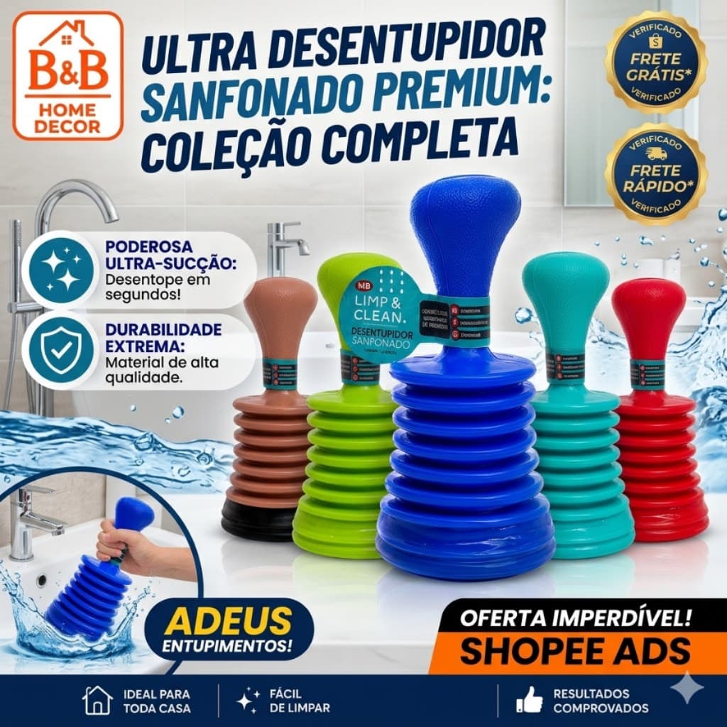 Desentupidor de Pia Cozinha Banheiro Tanque e Ralo Resistente Fácil de Utilizar E Eficiente