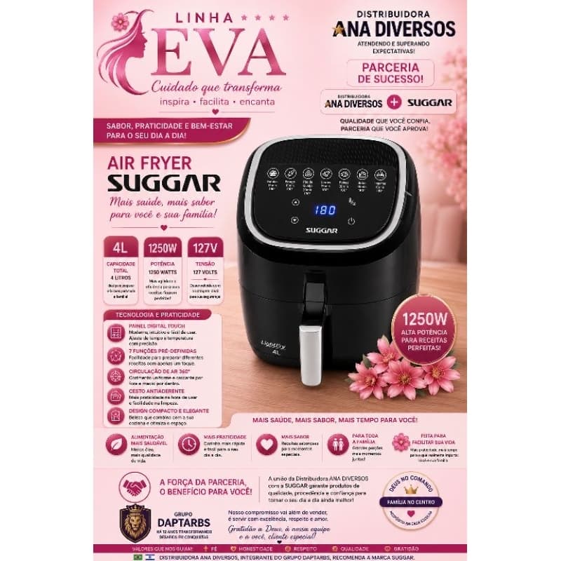 🌈🇮🇱✡🇧🇷AIR FRYER SUGGAR 4 L 1250W 127V