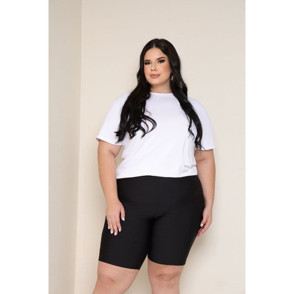 Shorts Ciclista Plus Size Feminino Poliamida Cintura Alta Modelador G1 ao G3