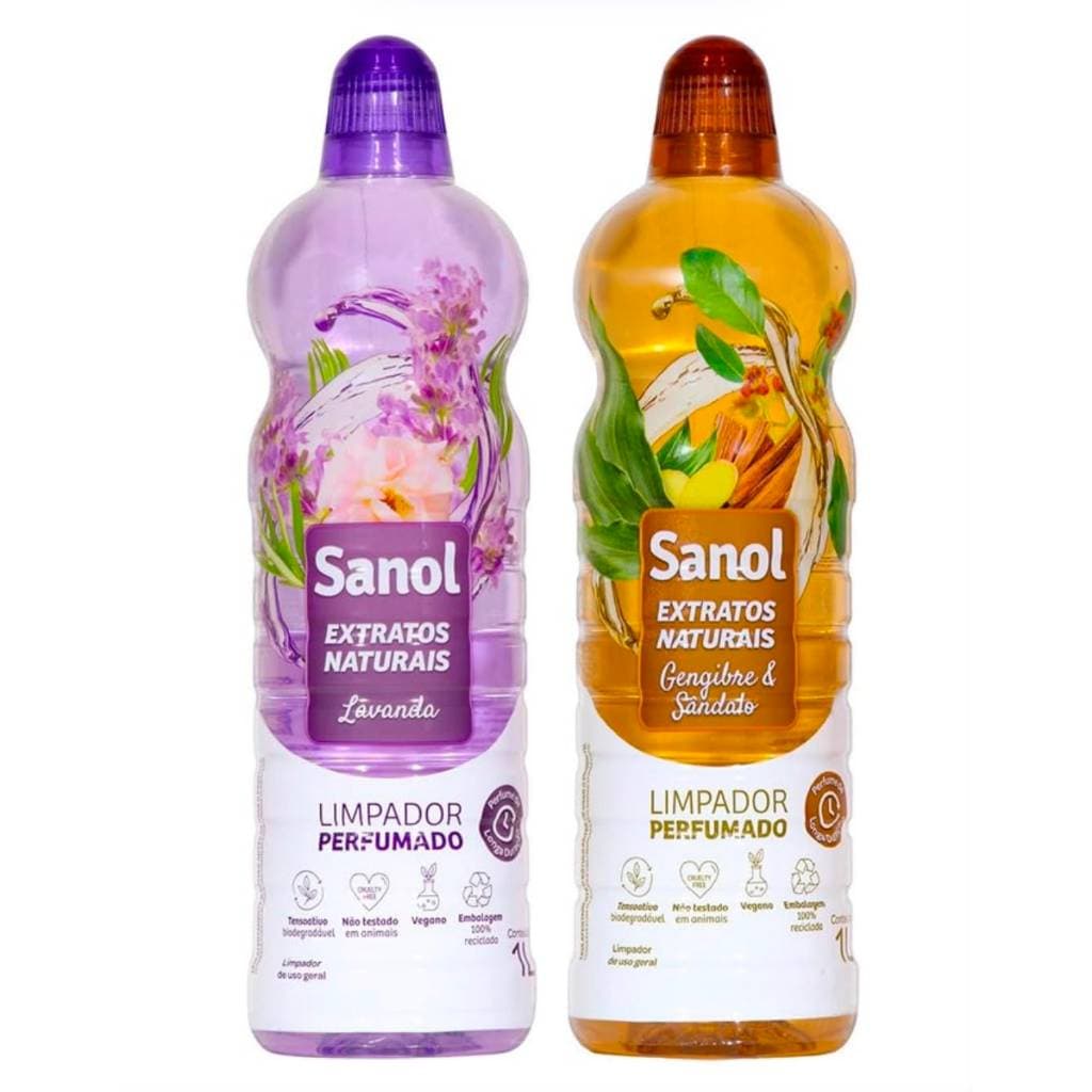 Limpador Perfumado Sanol Extratos Naturais 1L l Lavanda e Gengibre e Sândalo