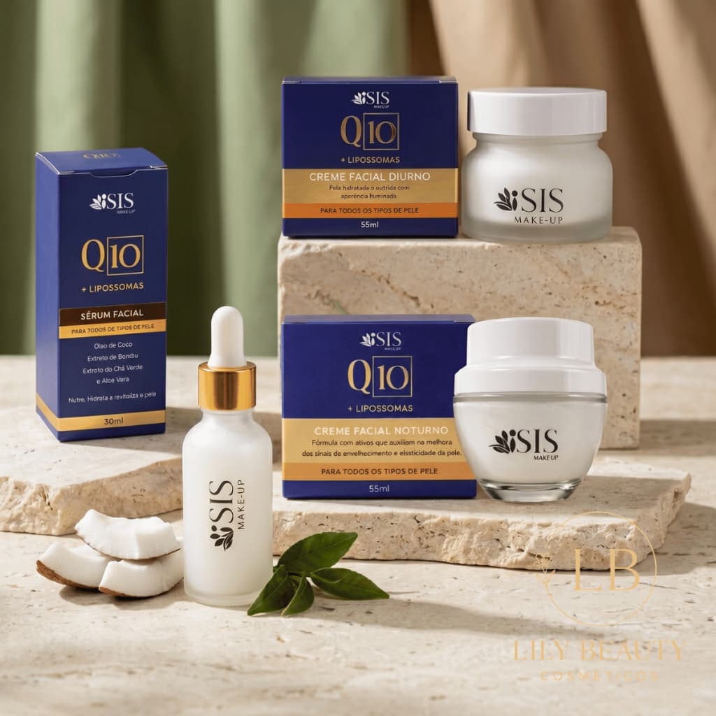 Creme e Sérum Facial Antissinais Q10 e Lipossomas Diurno e Noturno Escolha o Seu