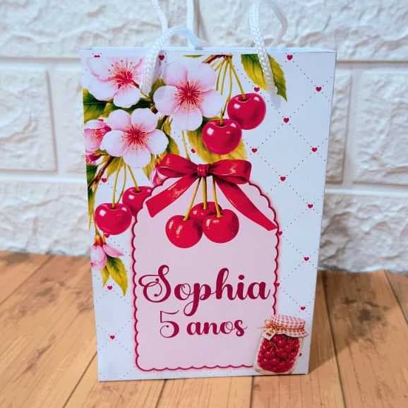Mini Sacolinha Personalizada - CEREJINHA - Sacolinha Surpresa | Lembrancinha Festa | Pegue e Monte.