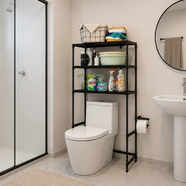 Prateleira Organizadora Multifuncional Preto - Design Inteligente, Montagem Fácil, Armazenamento Versátil