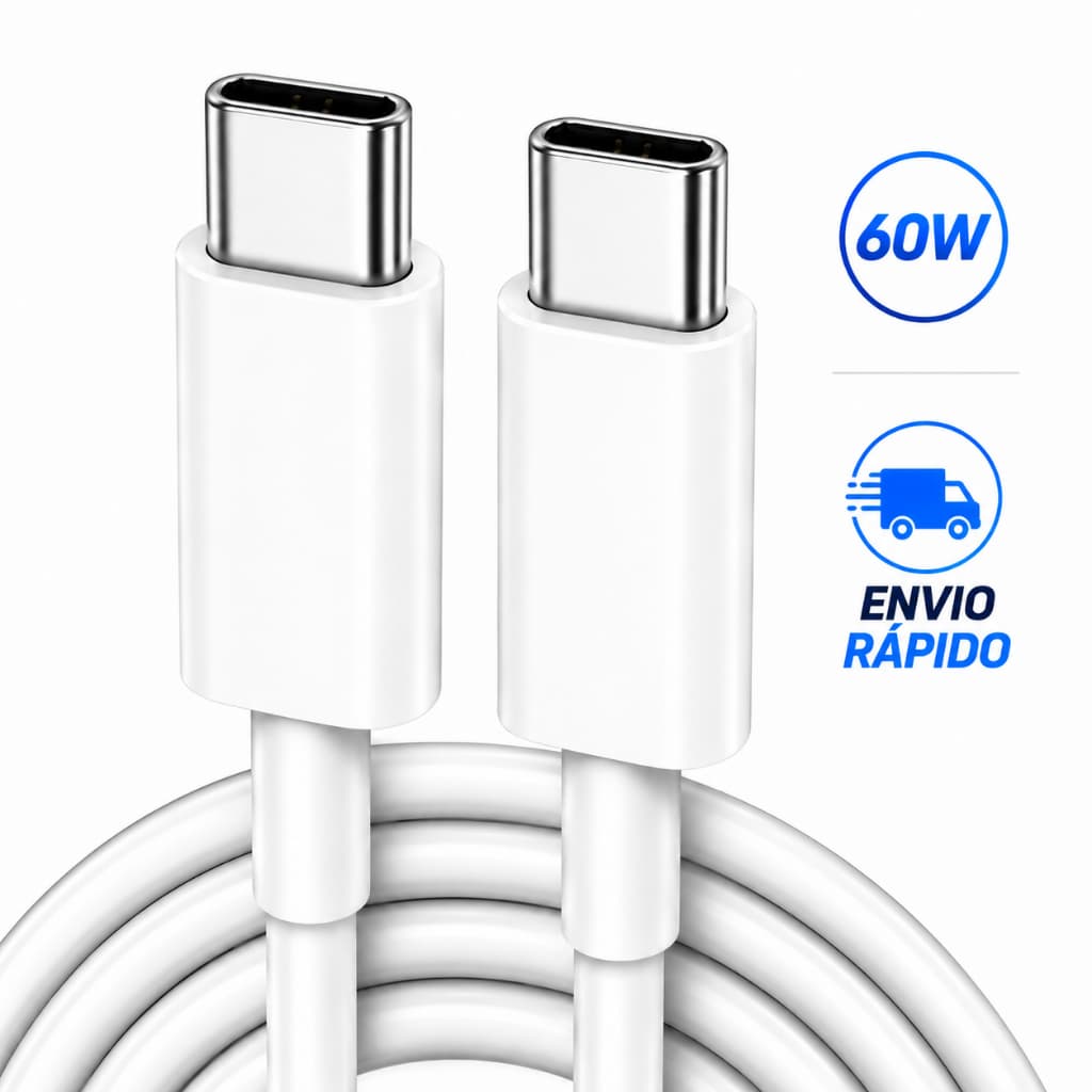 Cabo Carregamento Turbo USB-C para USB-C 1 Metro Compativel com IOS e Android Tipo C PD Cabo USBC