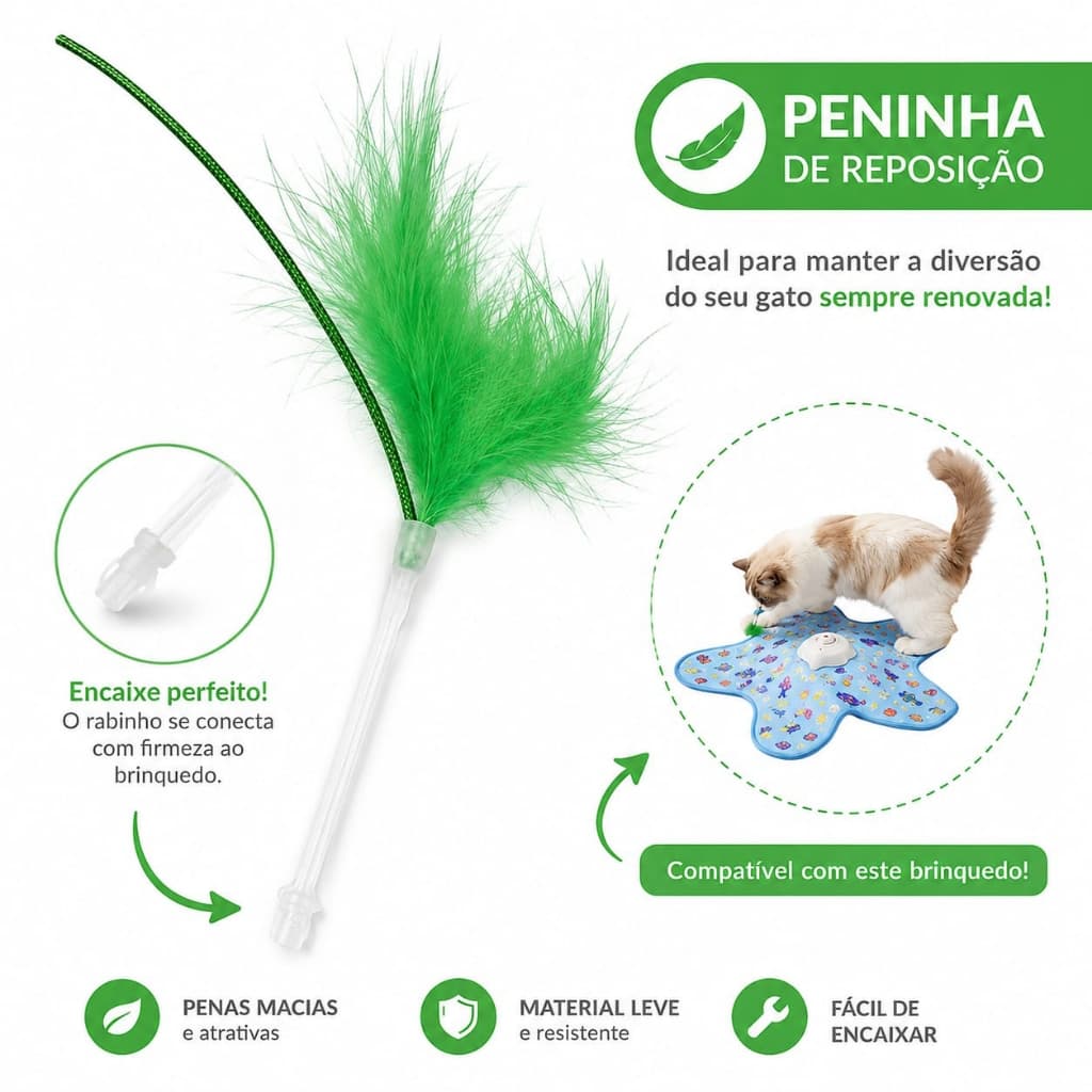 Refil Varinha Pena Mouse Reposição para Brinquedo Interativo Gato + Brinde