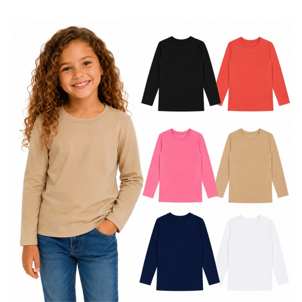 Kit 3 Blusas Térmicas Infantil Menina Peluciada Segunda Pele Inverno Quentinha Tam 4 ao 16 Sortidas