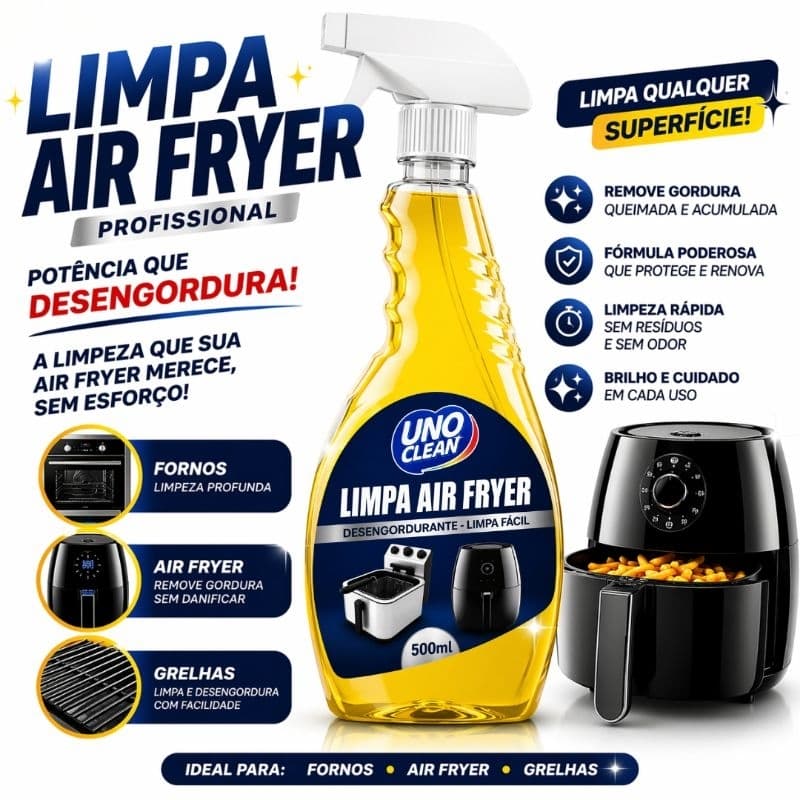 Limpa Air Fryer Spray Espuma 500ml Fácil Uso Limpeza Rápida Remove Gordura Pesada Grelha Forno Fogão