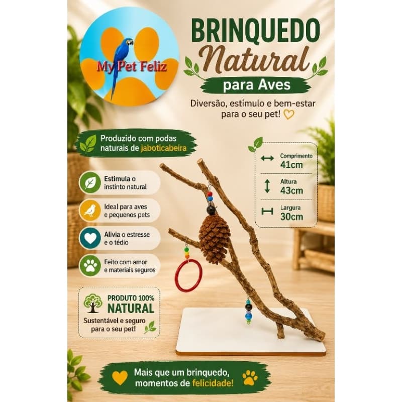 Playground para calopsita, brinquedo calopsita e periquito, poleiro de galhos naturais para calopsita