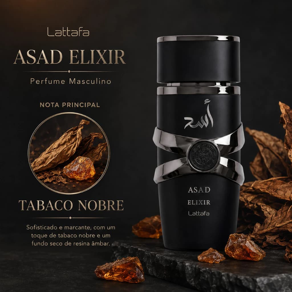 Lattafa Asad Elixir EDP 100ml Perfume Masculino Original - Um perfume masculino amplamente elogiado