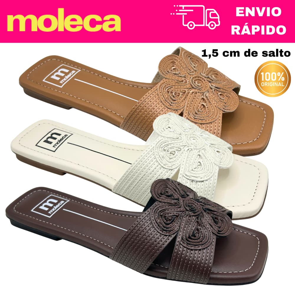 Rasteira Feminina Moleca 5462.149 1,5cm Leve Macia e Confortável para Uso Diário