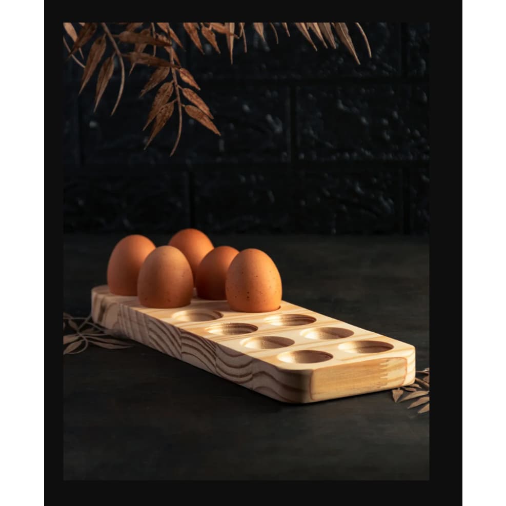 PORTA OVOS DE MADEIRA PINUS 31X11X2CM - WOLFF - 13623