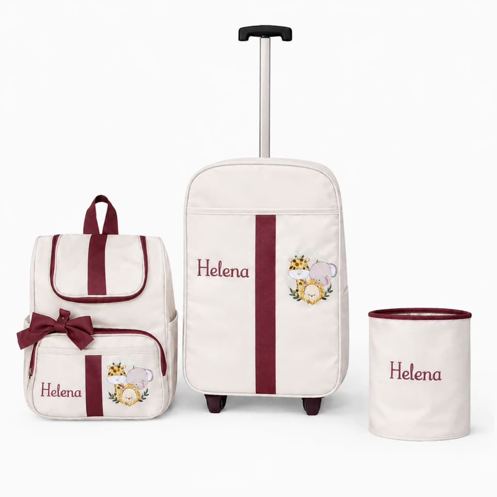 Bolsa Maternidade Menino Menina Personalizada Safari  Luxo Mochila Bebê