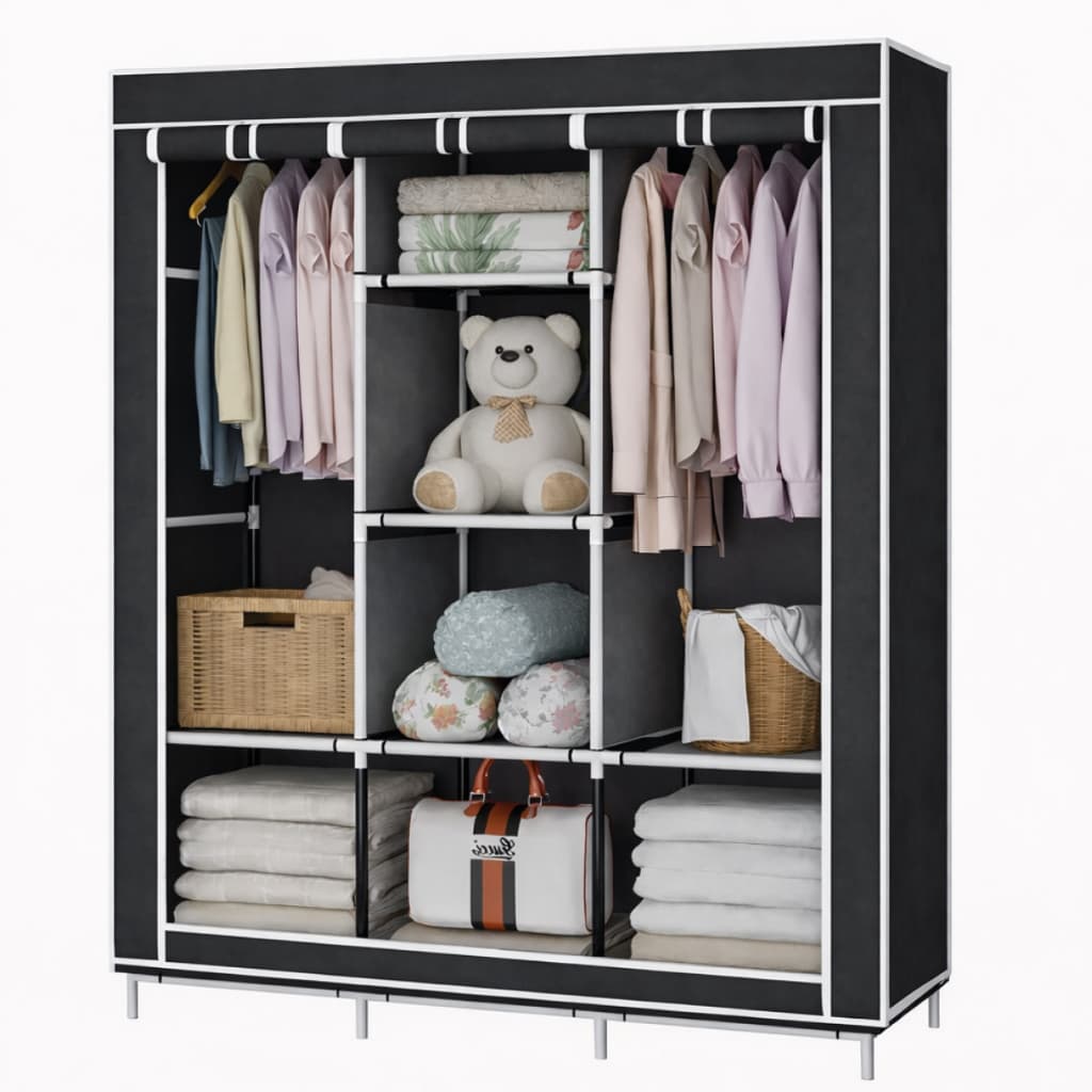 Guarda Roupa Portátil Armário Desmontável Organizador Prático Casal | PRETO