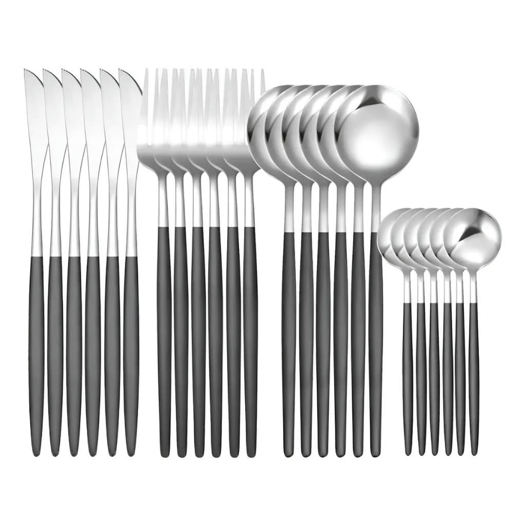 Conjunto Talher Aço Inoxidável prata 24 Peças