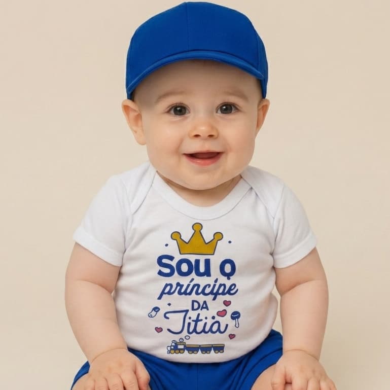 Body Bebê Infantil Temático De Titia - Principe da titia -Super 100% Algodão Confortável Roupinha Para Menino