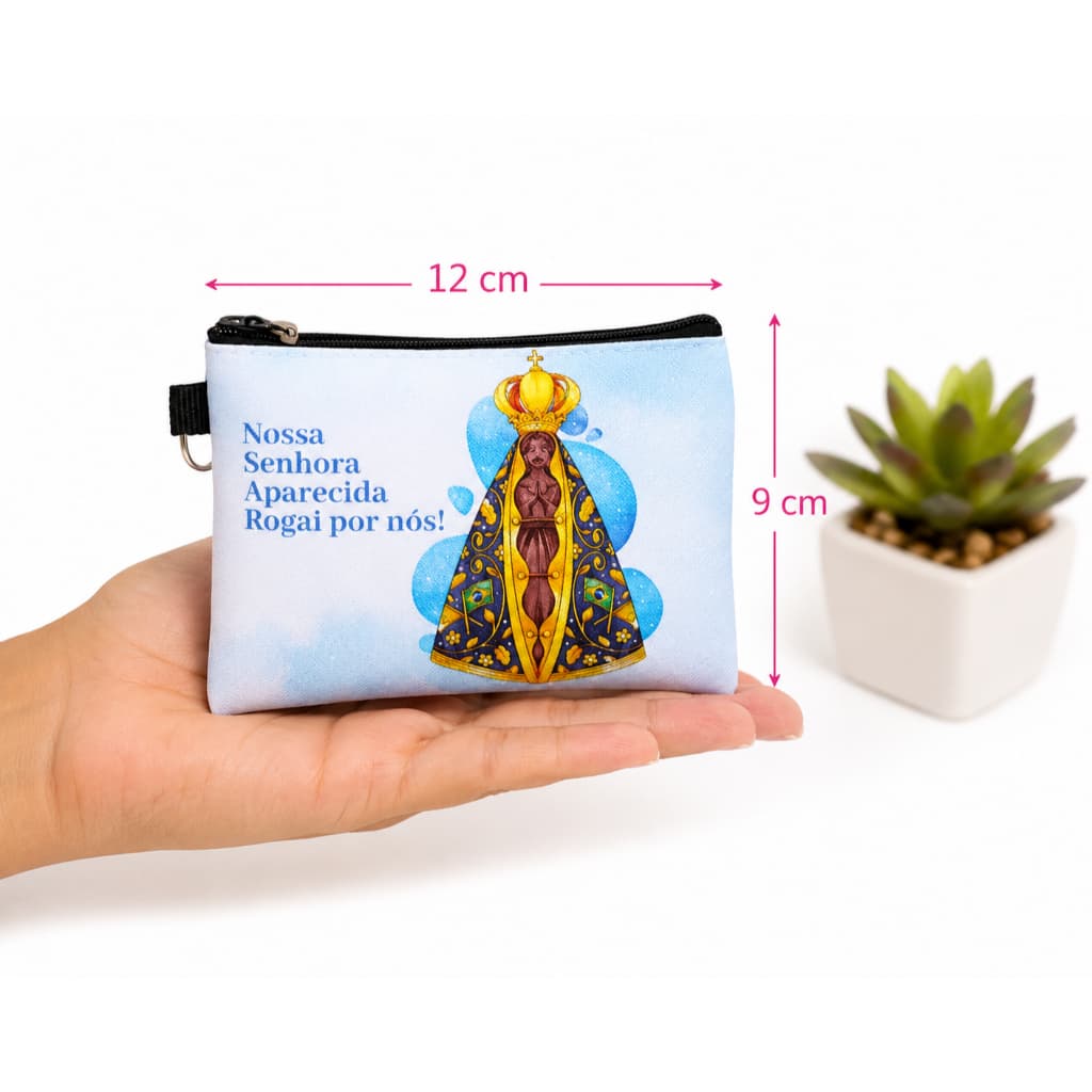 Porta Níquel Nossa Senhora Aparecida | Chaveiro Porta Moedas Religioso Católico Feminino